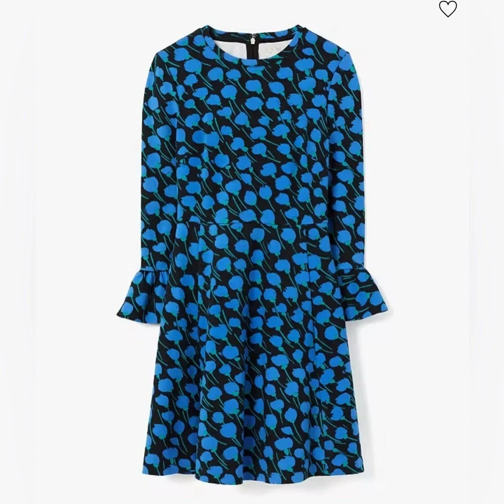 NWOT Kate Spade Seascape Poetic Floral Ponte Bell Sleeve Dress XS